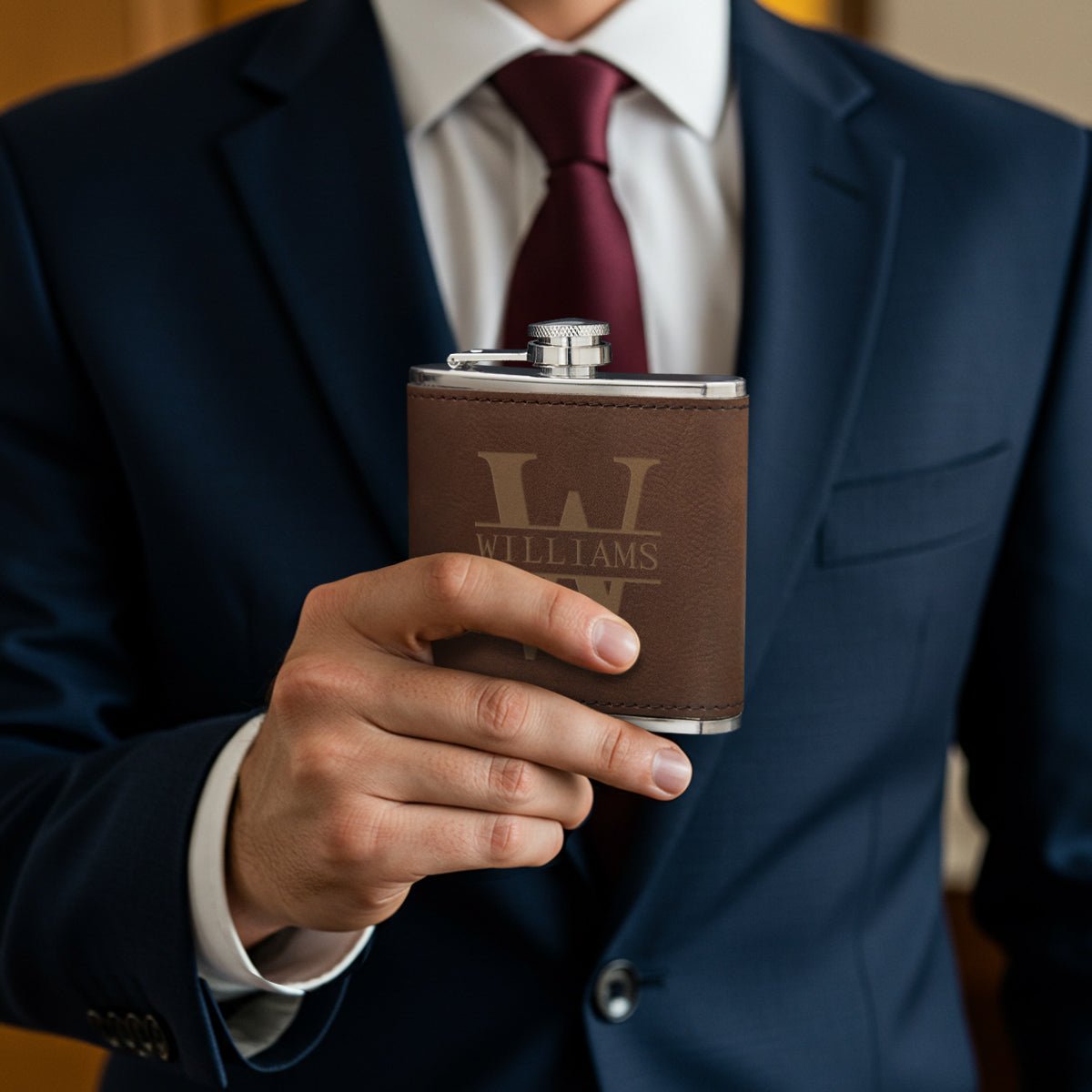 Rustic Personalized Flask Set