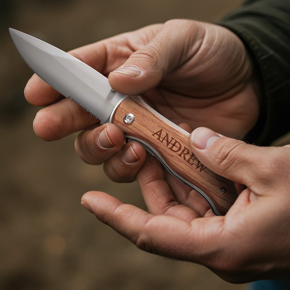 Serrated Personalized Hunting Knife Gift for Men