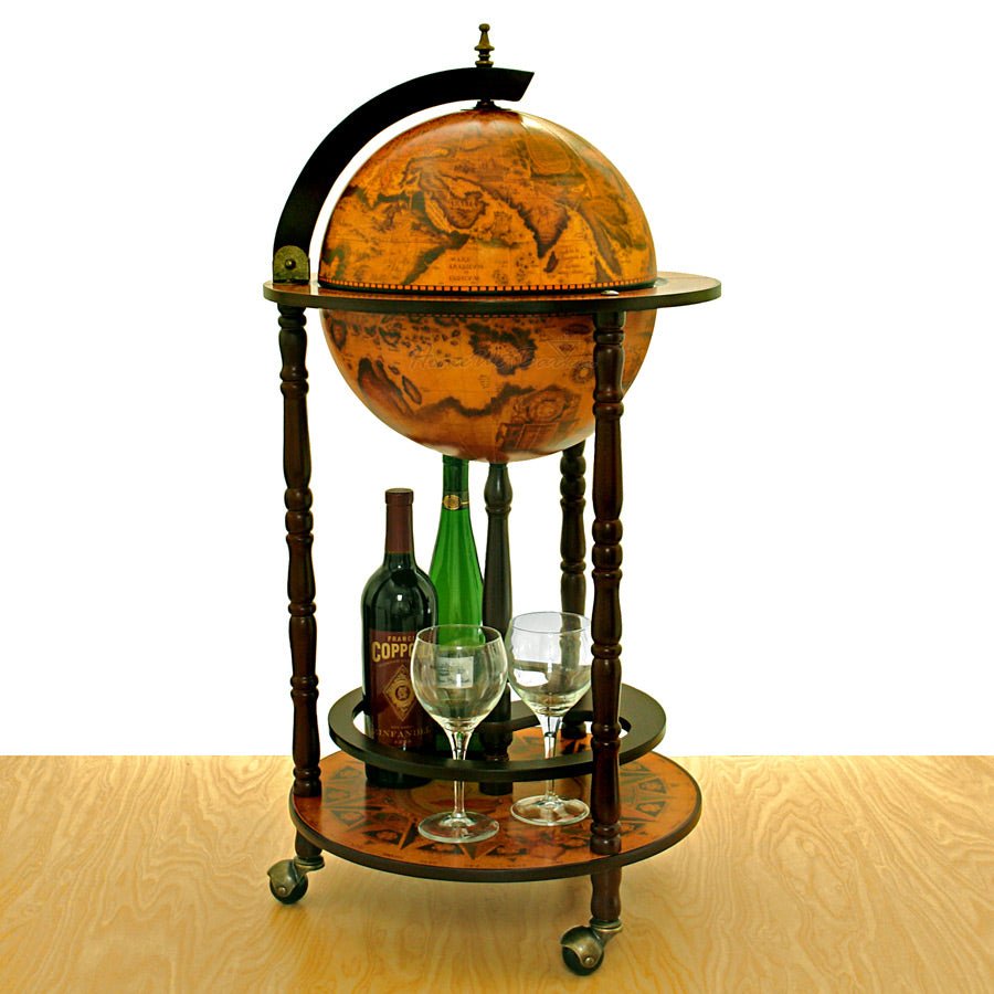 Small 16th - Century Italian Replica Globe Bar for Liquor - 17.5 diameter