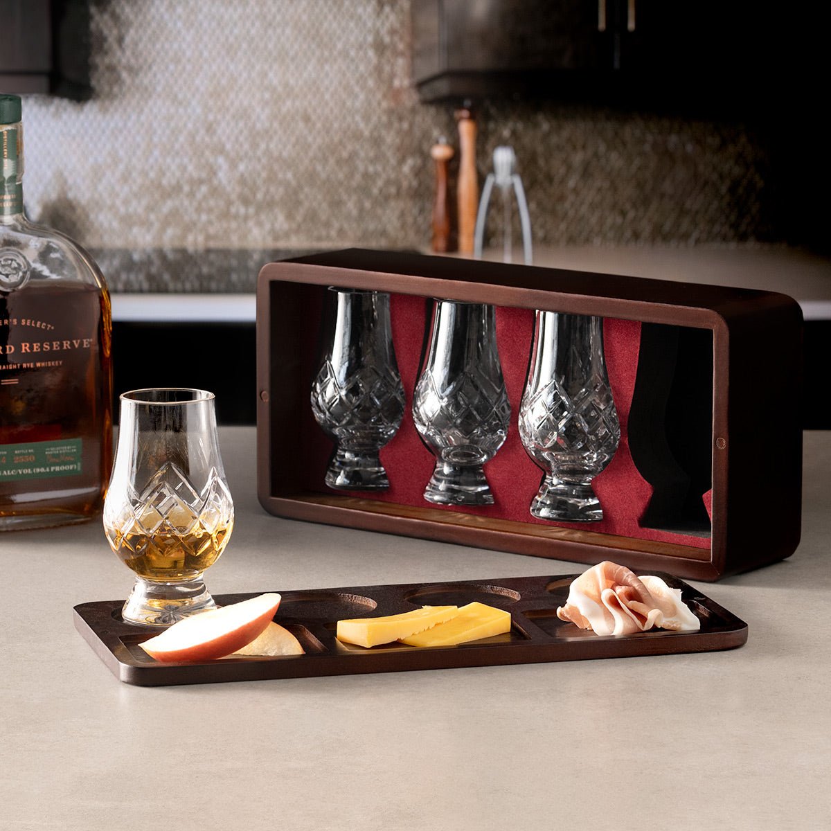 Stanton Cut Glencairn Crystal Glasses + Travel Whiskey Tasting Set