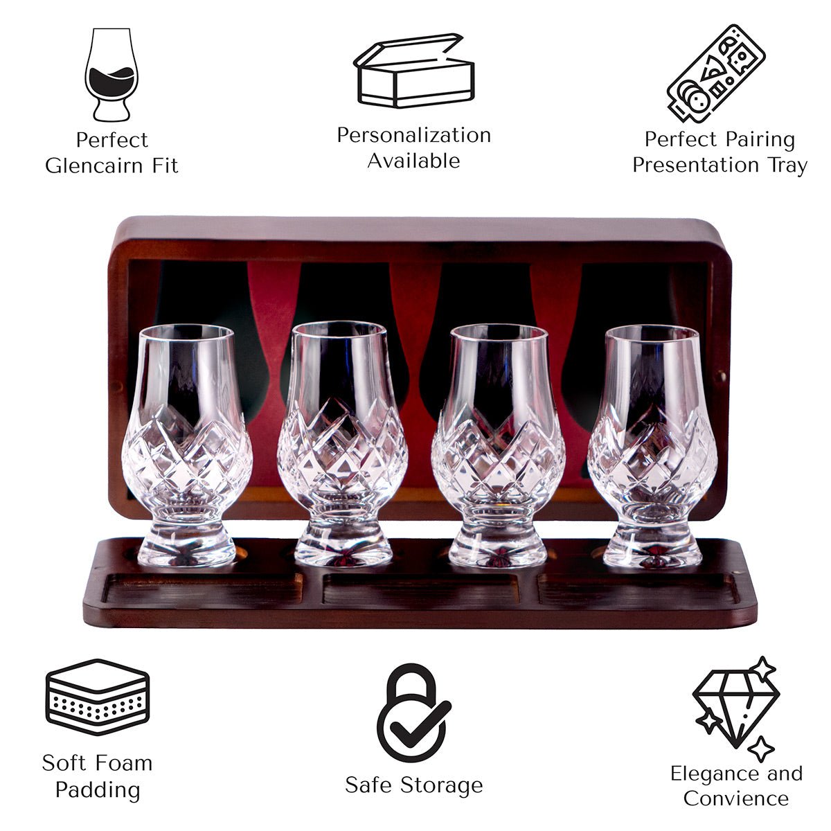 Stanton Cut Glencairn Crystal Glasses + Travel Whiskey Tasting Set