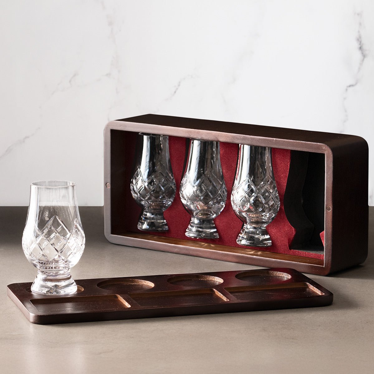 Stanton Cut Glencairn Crystal Glasses + Travel Whiskey Tasting Set for Whiskey Bourbon Scotch Lovers