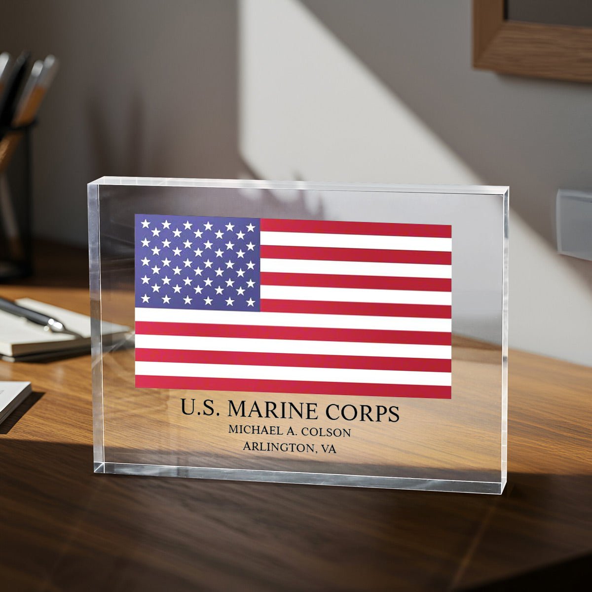 Stars and Stripes Personalized Acrylic Retirement Plaque