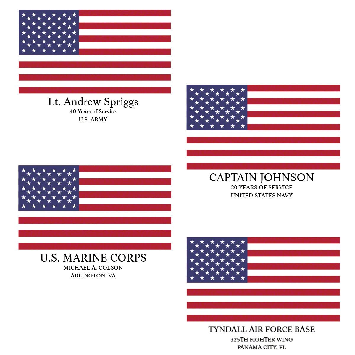 Stars and Stripes Personalized Acrylic Retirement Plaque