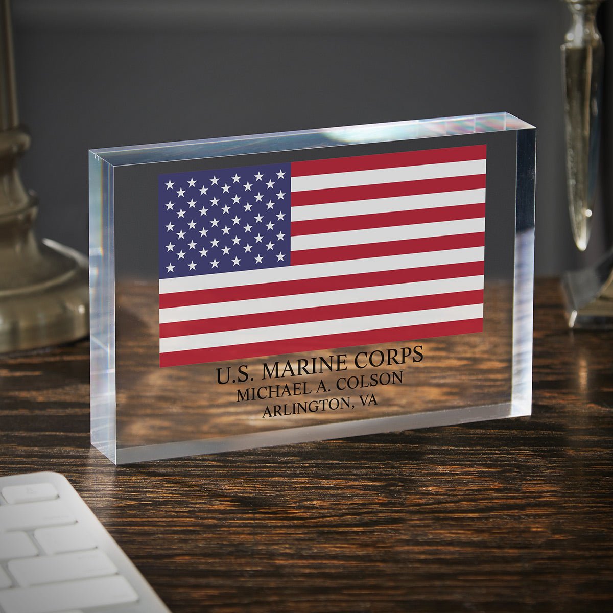 Stars and Stripes Personalized Acrylic Retirement Plaque