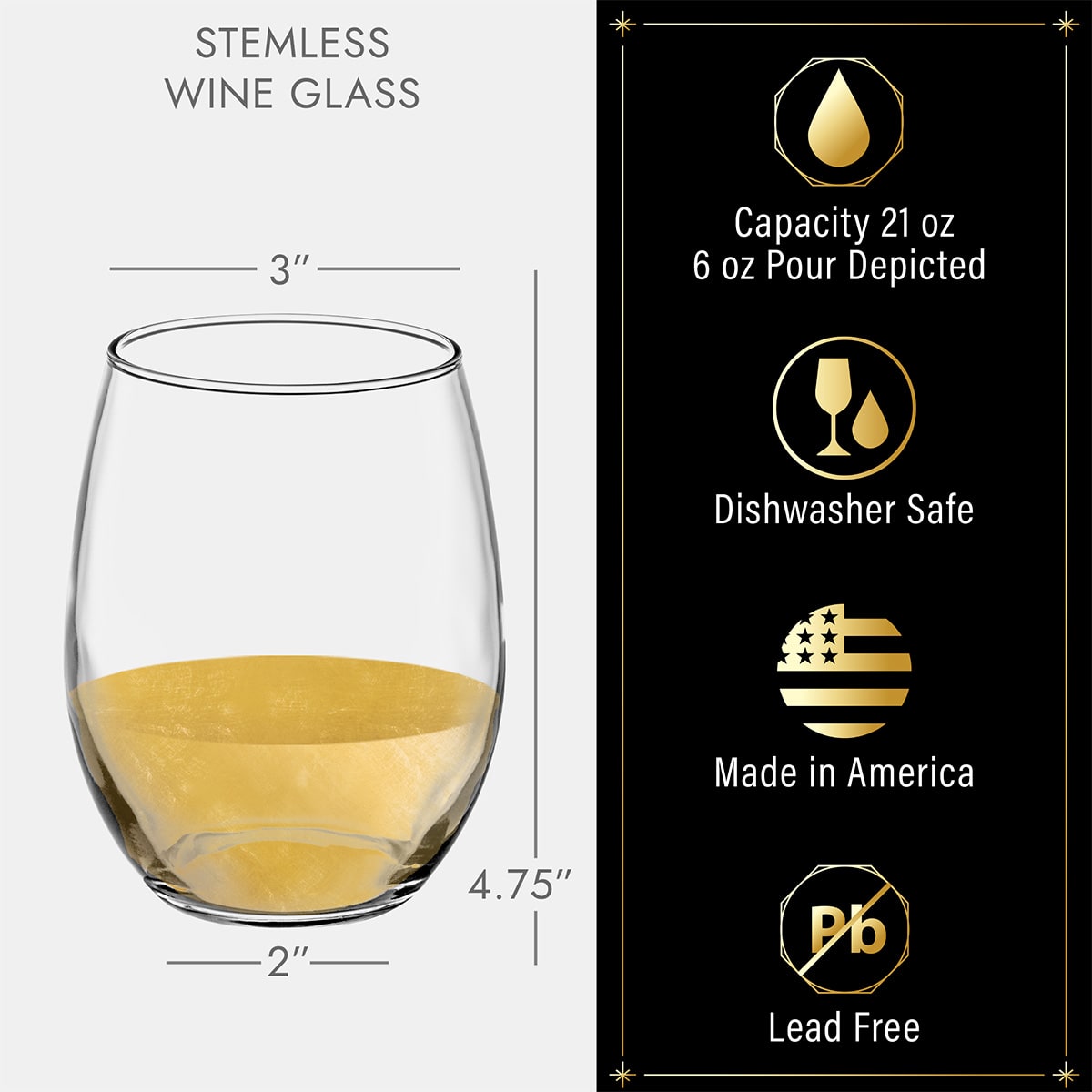 Stemless Custom Engraved Wine Glass
