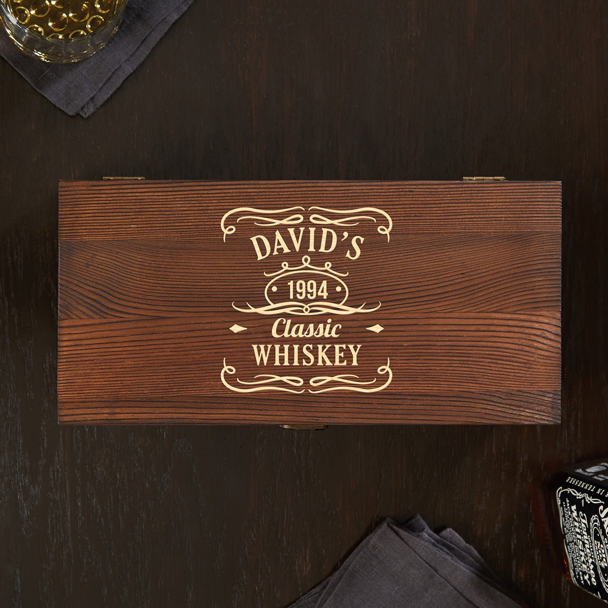 Thatcher Personalized Beer Mug Gift Set in Wood Box