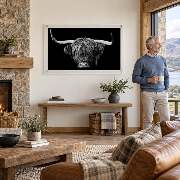 The Highlander Black & White Acrylic Wall Art Print