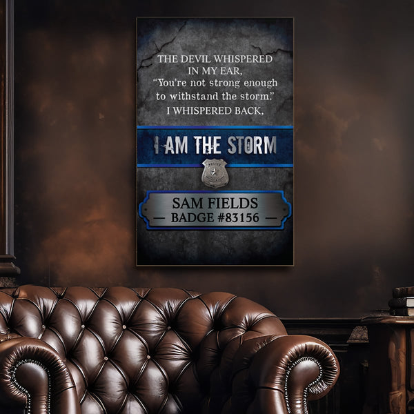 The Storm Personalized Wood Sign Gift for Police Officer