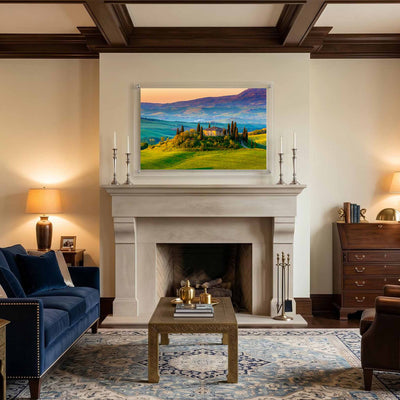 Italian countryside wall art showing a farmhouse as a centerpiece
