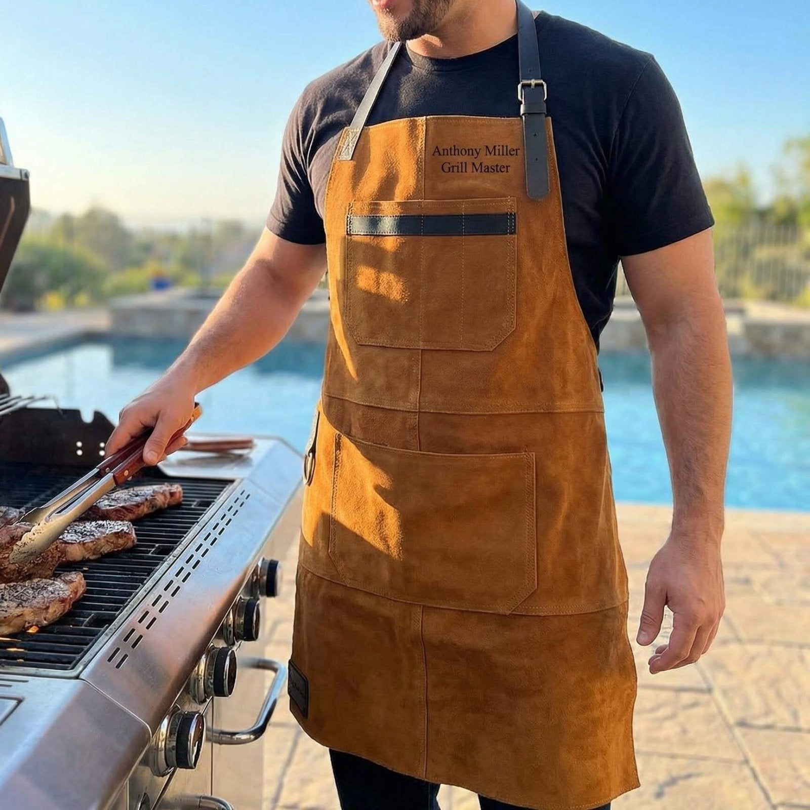 Vanguard Top Grain Multi - Pocket Leather Apron for Men