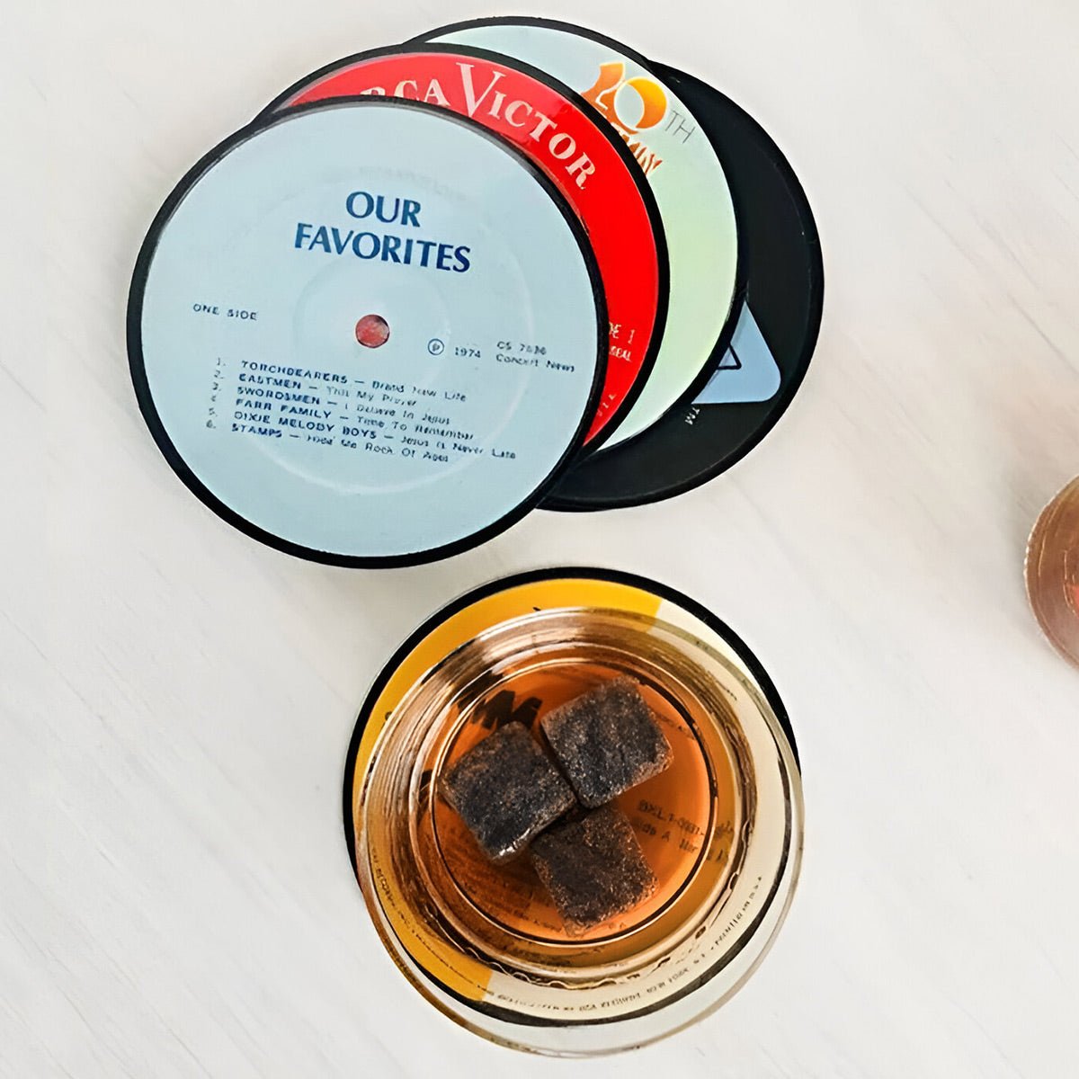 Vintage LP Record Coasters - Set of 6