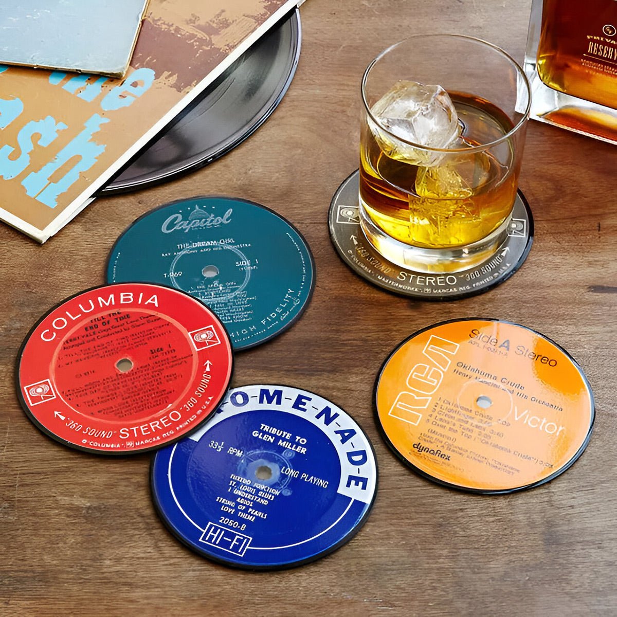 Vintage LP Record Coasters - Set of 6