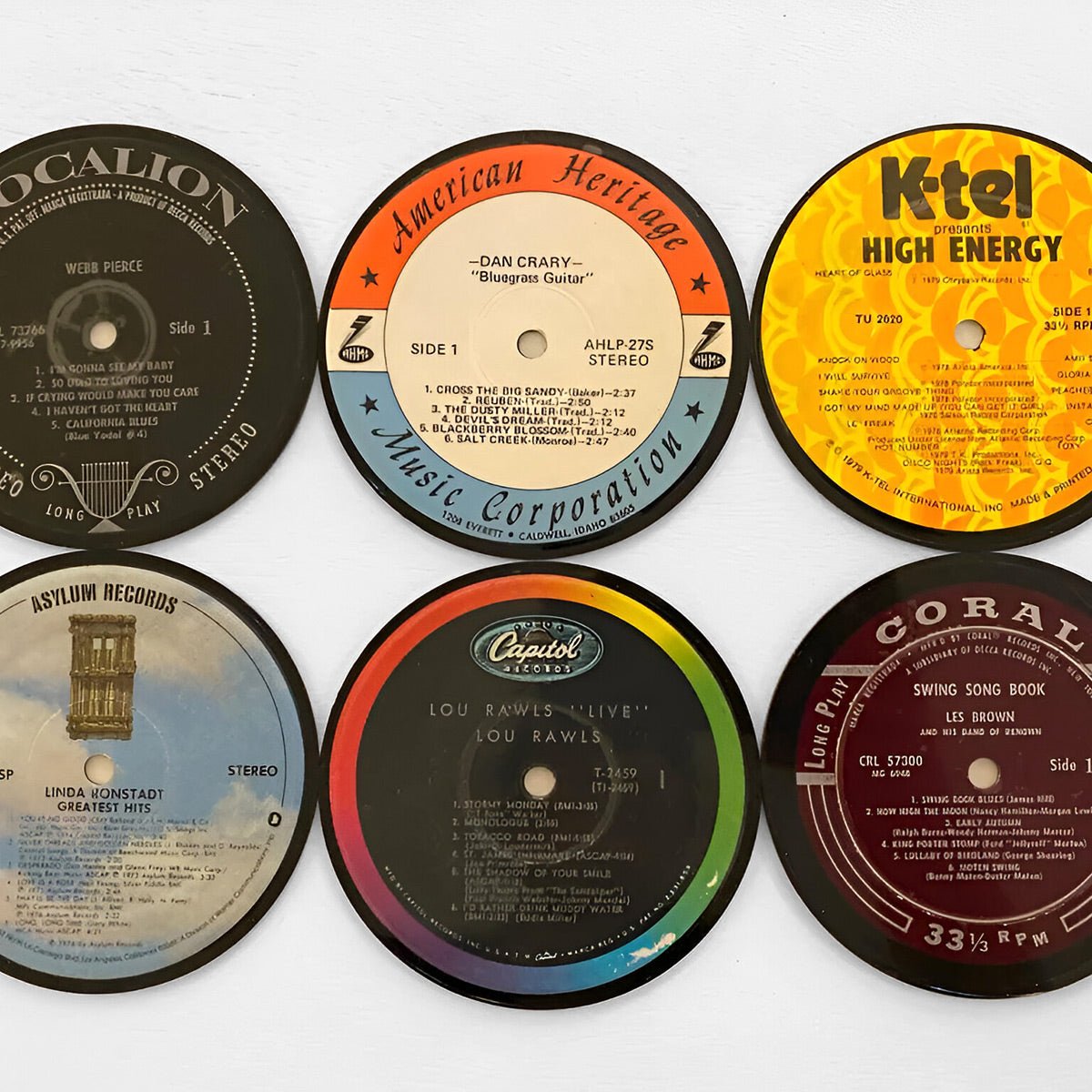 Vintage LP Record Coasters - Set of 6
