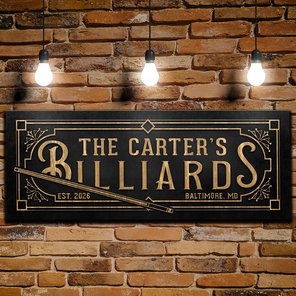 Vintage Personalized Billiards Sign