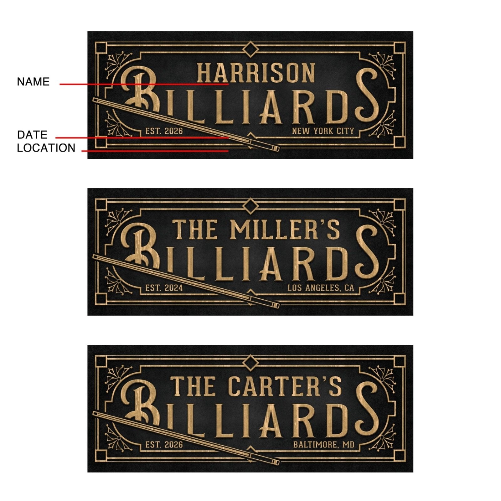 Vintage Personalized Billiards Sign