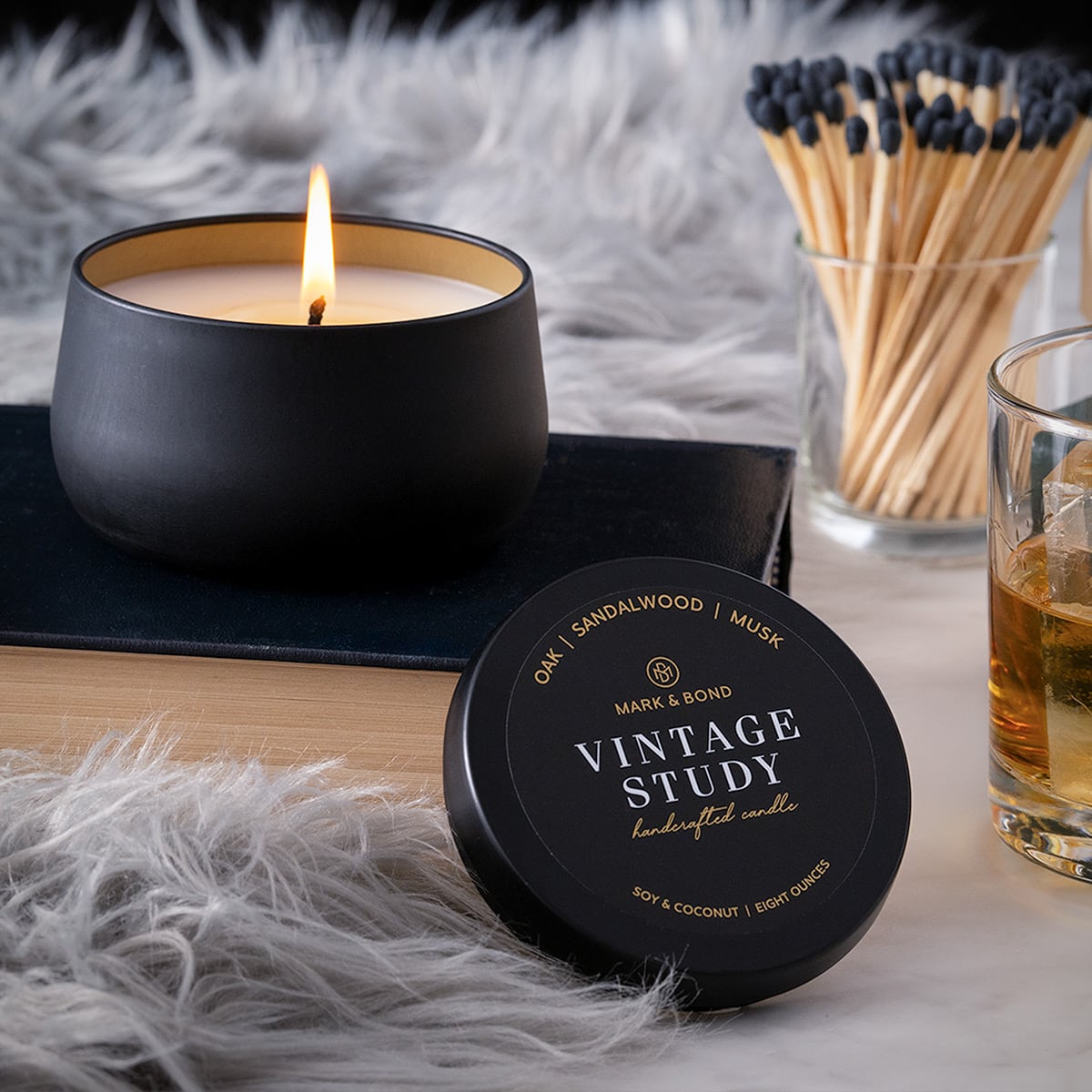 Vintage Study Luxury Scented Soy Candle, 40 - 45hrs