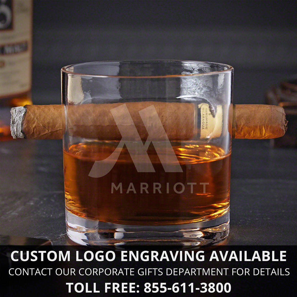 Personalized Round Cigar Whiskey Glass