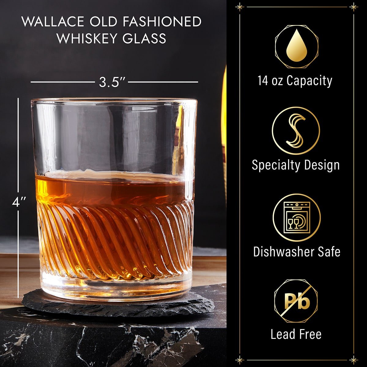Wallace Old Fashioned Whiskey Glasses, Set of 4