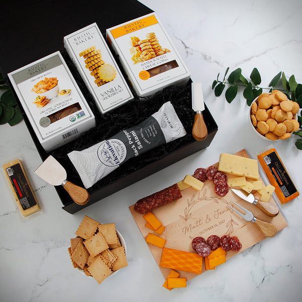 Welcome Home Charcuterie Gift Basket with Custom Charcuterie Board