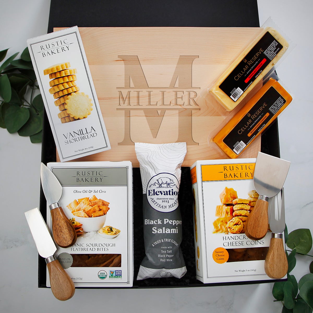 Welcome Home Charcuterie Gift Basket with Custom Charcuterie Board