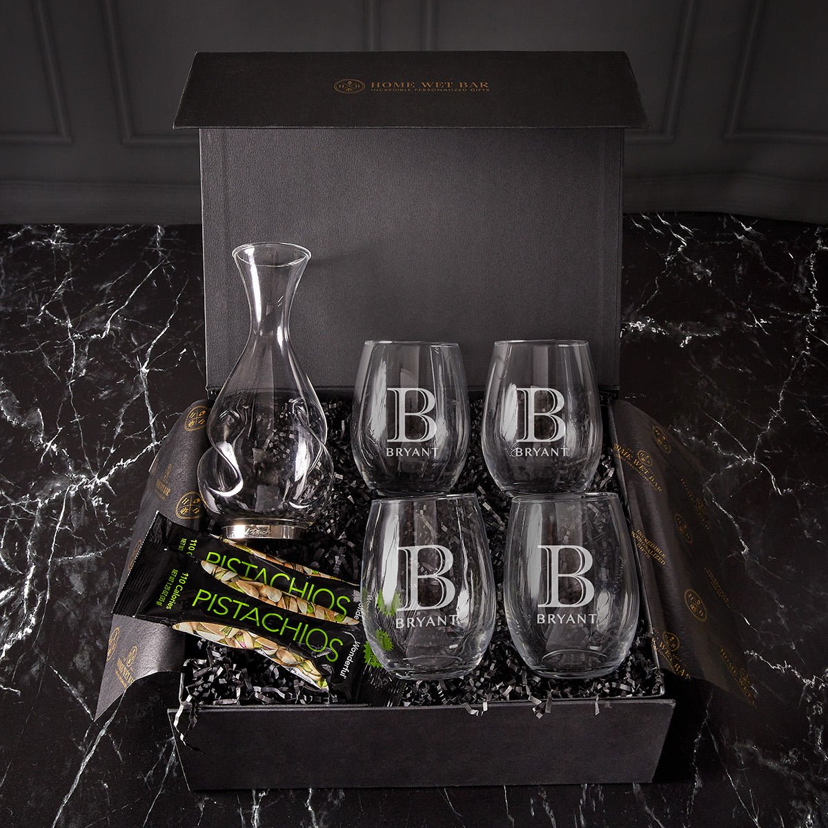 Wine Aerating Decanter & Stemless Wine Glasses Luxury Box Set