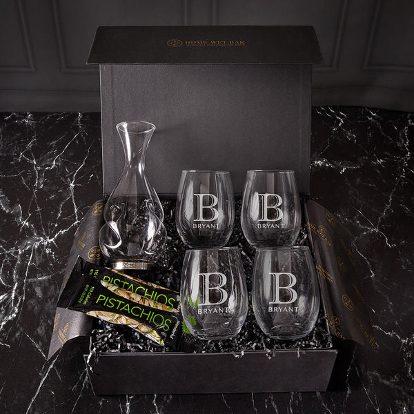 Wine Aerating Decanter & Stemless Wine Glasses Luxury Box Set