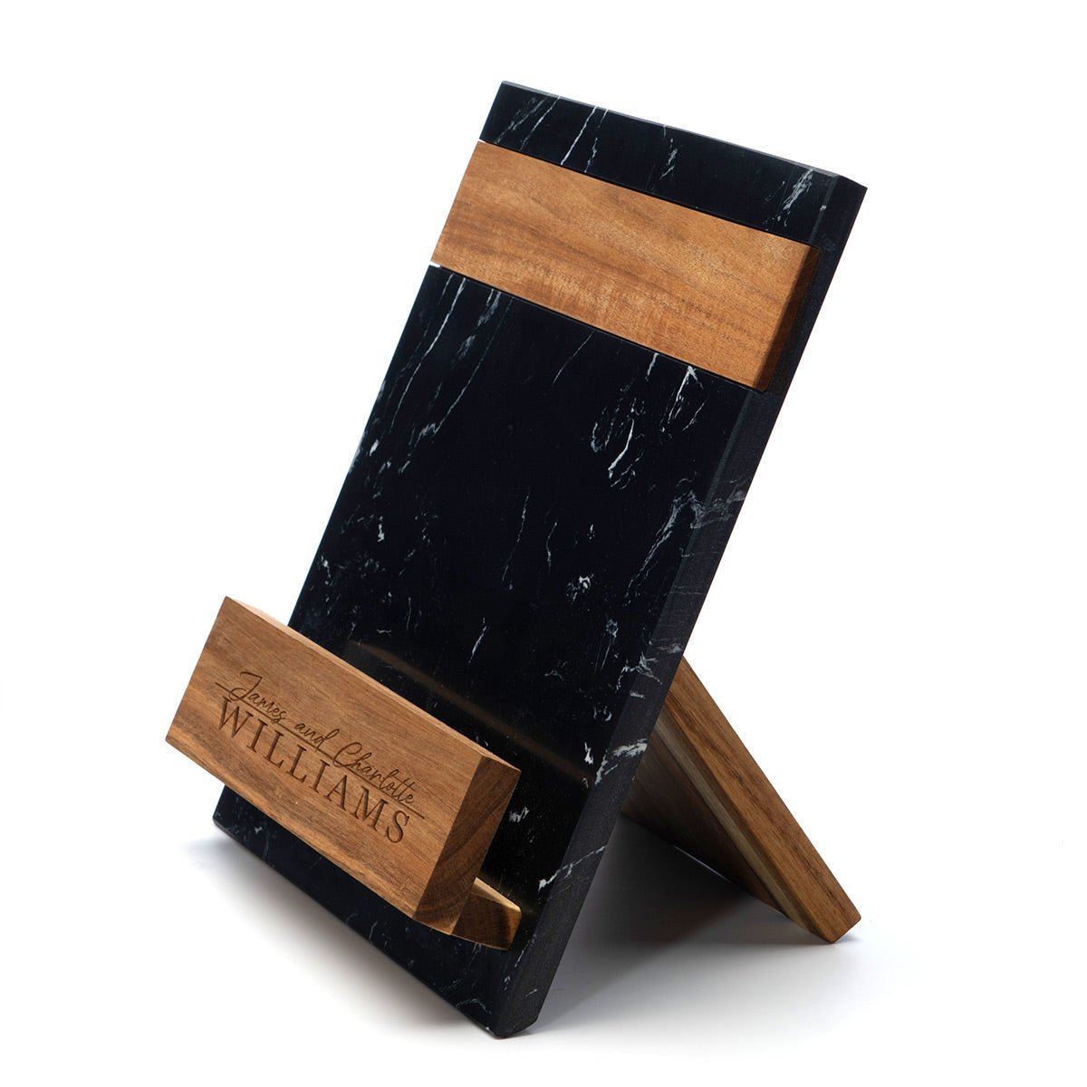 Winslow Custom Cookbook Stand - Black Marble & Wood