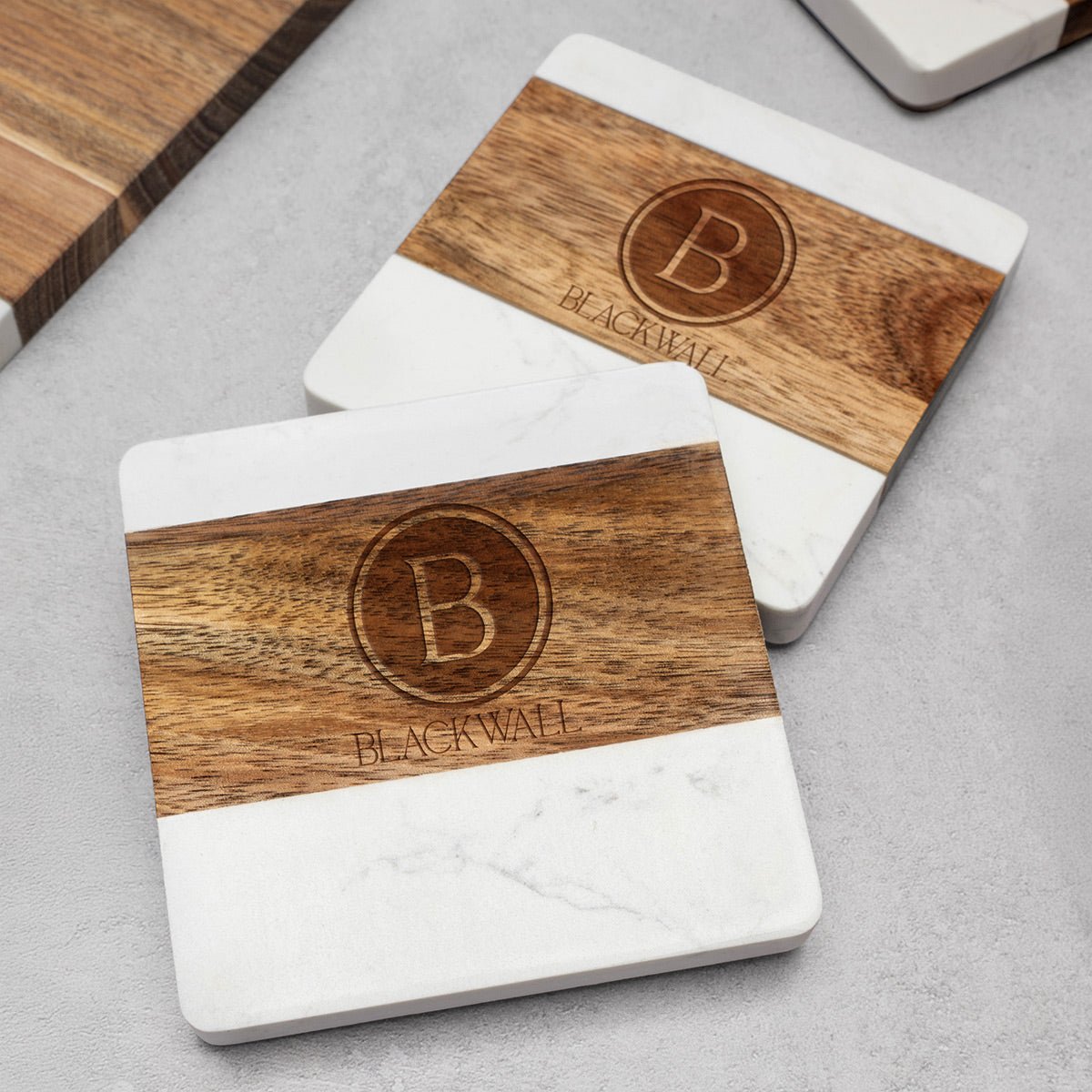 Winslow Custom Marble Coaster Set, White