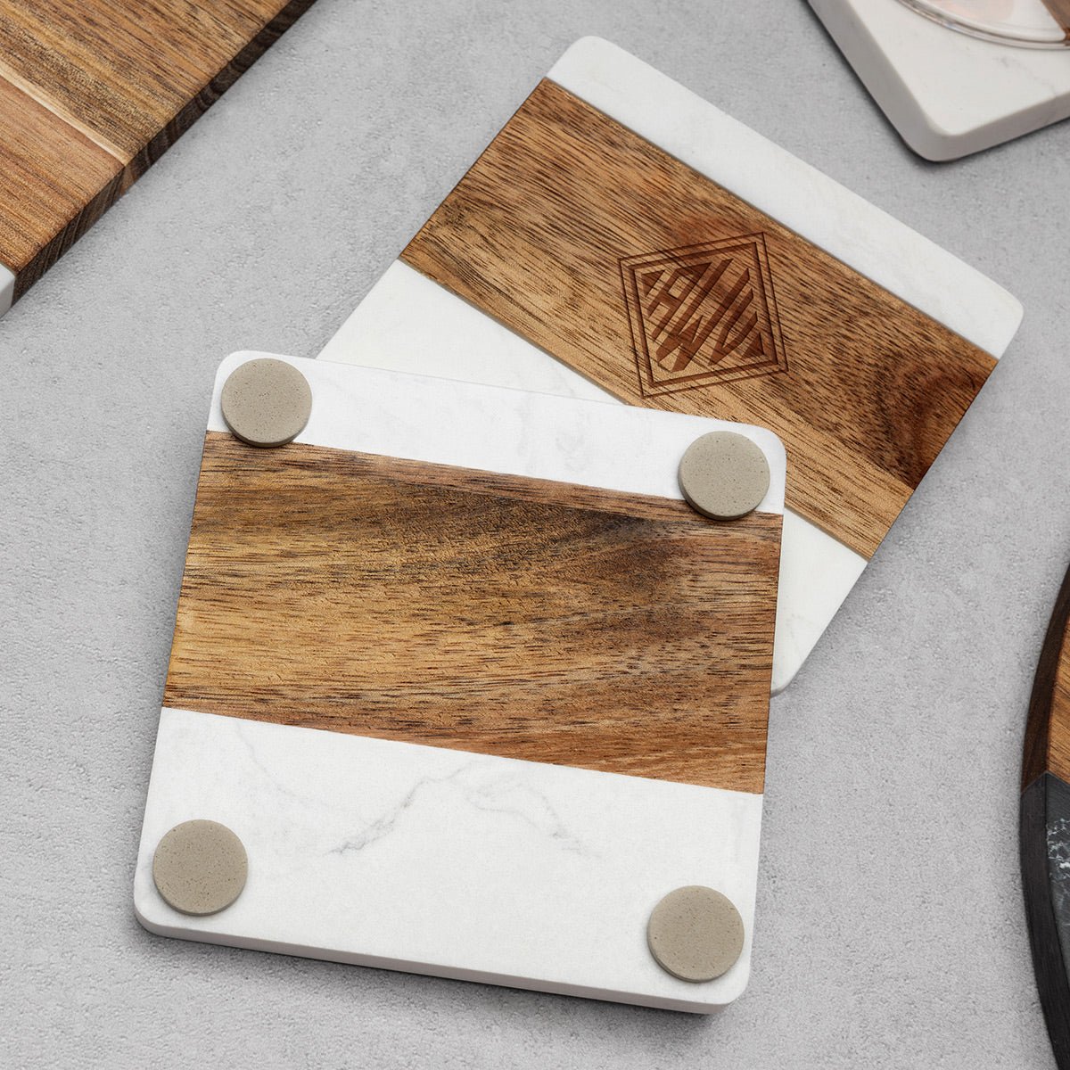 Winslow Custom Marble Coaster Set, White