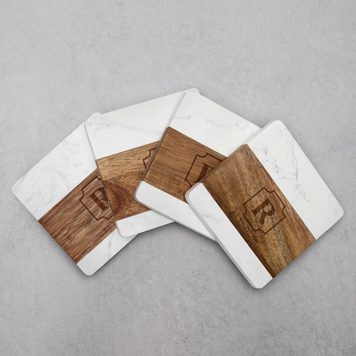 Winslow Custom Marble Coaster Set, White