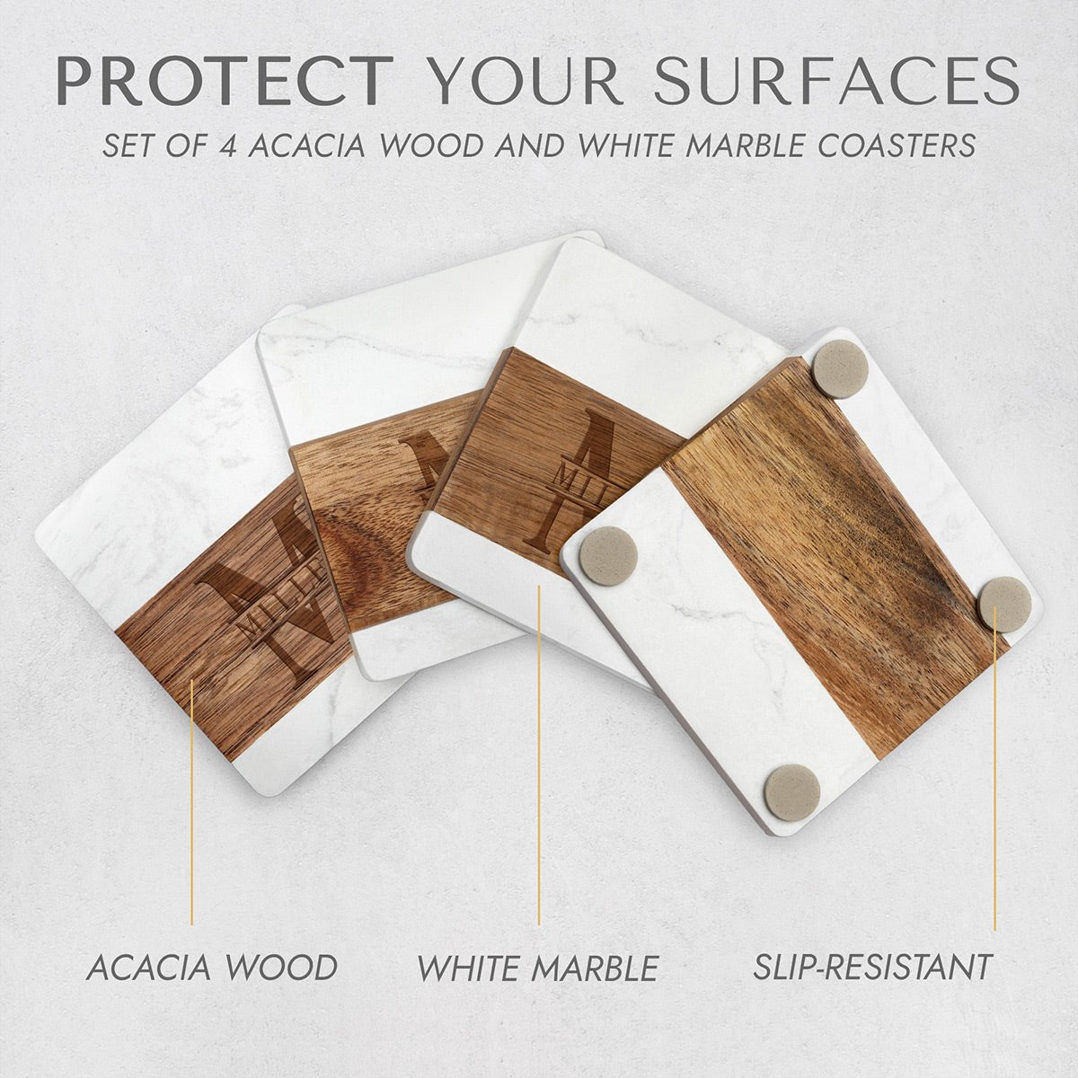 Winslow Custom Marble Coaster Set, White