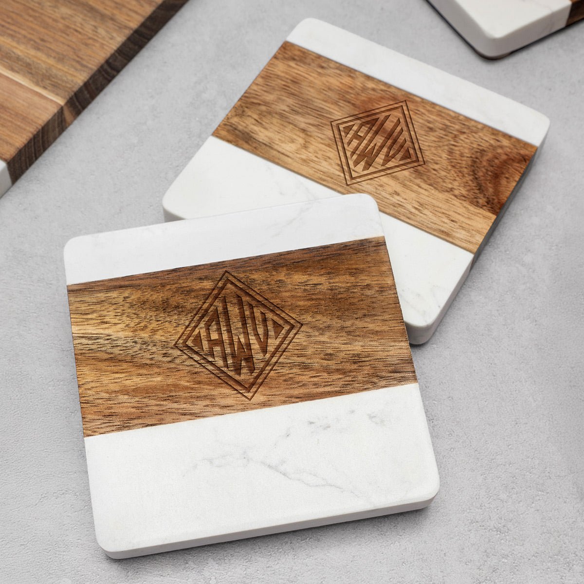 Winslow Custom Marble Coaster Set, White