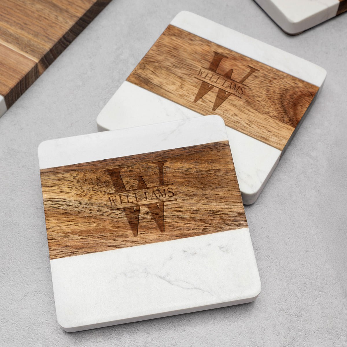 Winslow Custom Marble Coaster Set, White