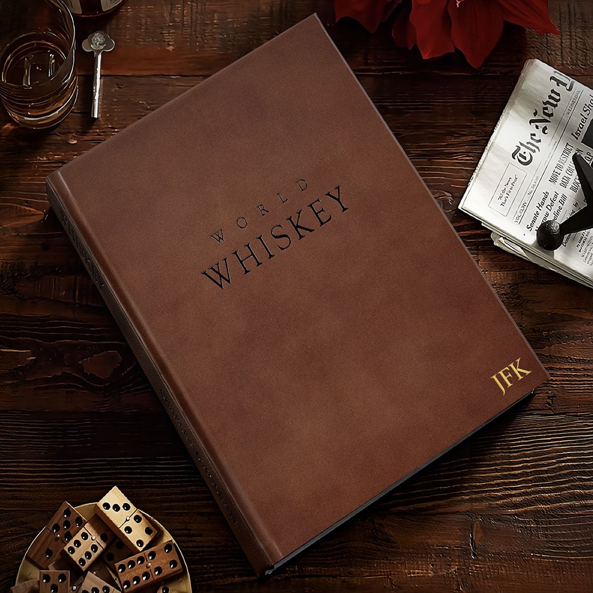 World Whiskey, Custom Brown Leather - Bound Book