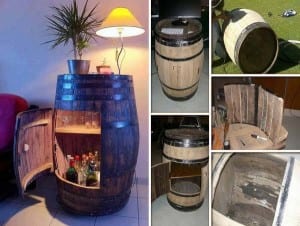 DIY Home Bar Wine Barrel Cabinet