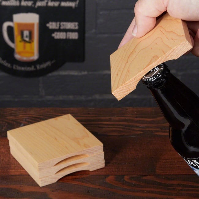 Beer Opener Wood Coaster Home Bar Ideas