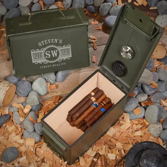 Engraved Cigar Ammo Can Humidor Home Bar Idea