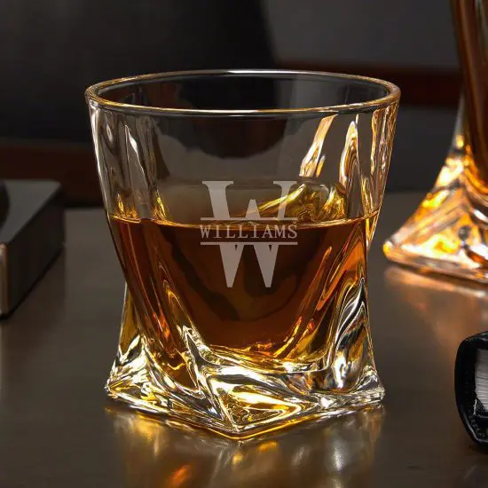 Unique Glassware is an Engraved Twist Whiskey