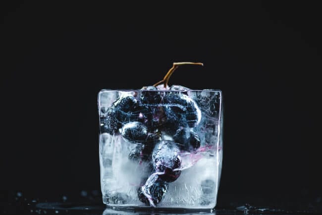 Frozen Grape In Ice Cube