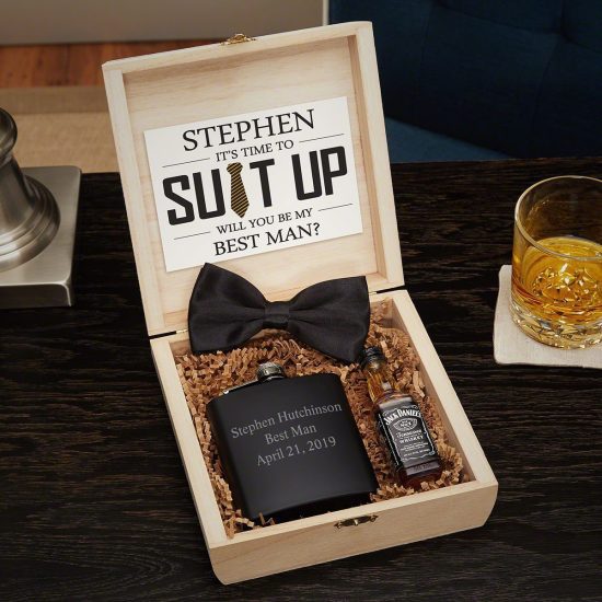 Suit Up End Groomsmen Gift Flask