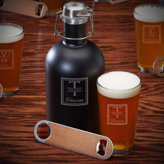 Stainless Steel Growler Set Engraved for Your Best Man