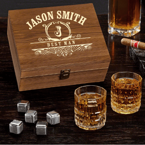 Personalized Whiskey Box Set of Gifts for Best Man