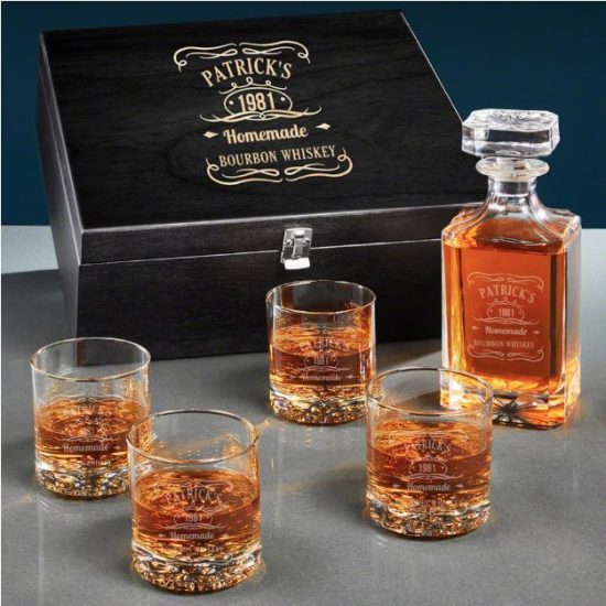 Personalized Whiskey Label Decanter Set 40th Birthday Gift Ideas