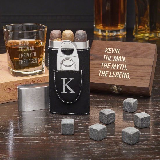 Legendary Whiskey Stone and Cigar Gift Set