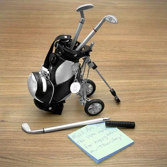 Golf pens inside golf bag holder