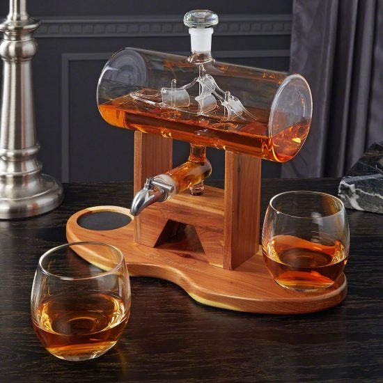 Luxury Birthday Gift Ship Decanter with Glasses