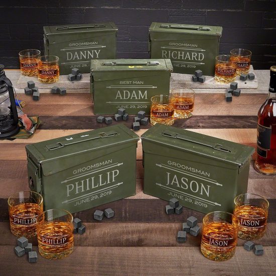 Set of 5 Whiskey Ammo Can Sets of Groomsmen Gift Boxes