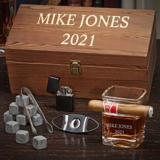 Cigar Glass Box Set is a Personalized Wedding Gift for Husband