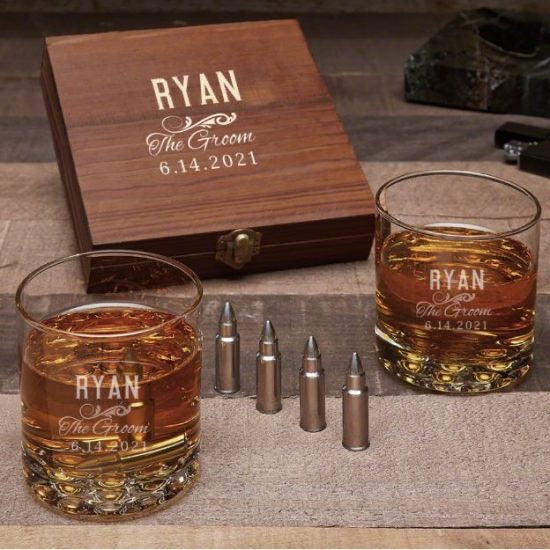 Engraved Whiskey Stone Set